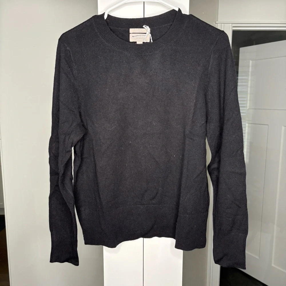NWT J. Crew Cashmere Classic-fit Crewneck Sweater Black